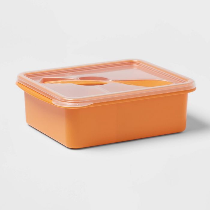 Plastic Bento Box with Utensil Sun Orange - Room Essentials™ | Target