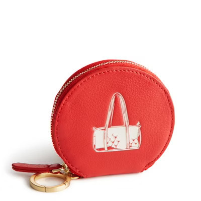 Vera Bradley Women's Leather Round Zip Pouch Goji Berry Red | Target