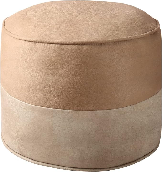 Pouf Ottoman Cover, 17.7 Inch Unstuffed Round Pouffe Ottomans, Stitching Color Portable Round Foo... | Amazon (US)
