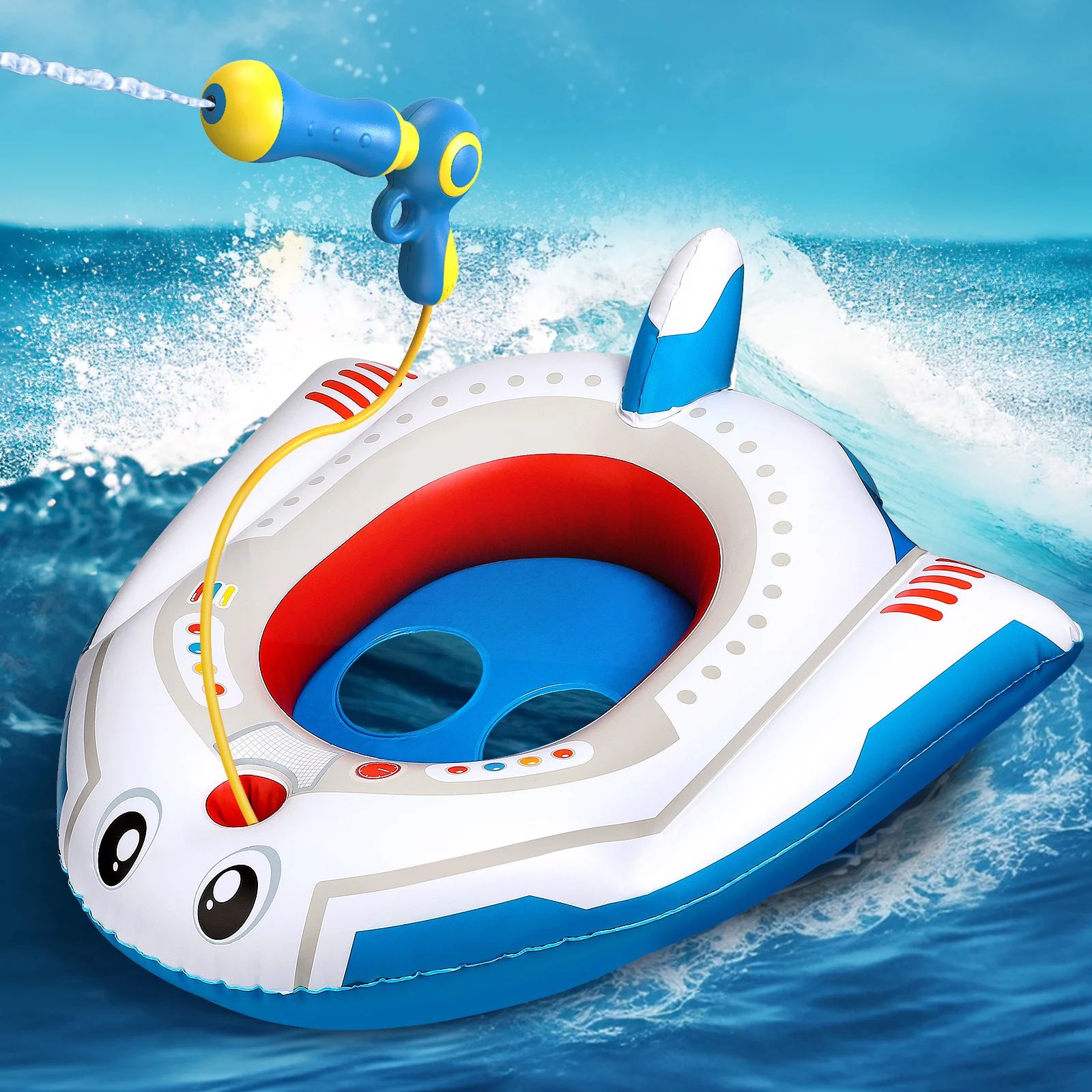 Hot Bee Inflatable Swimming Pool Floats for Kids with Squirt Gun, Ride-on Space Boat, Summer Toys... | Walmart (US)