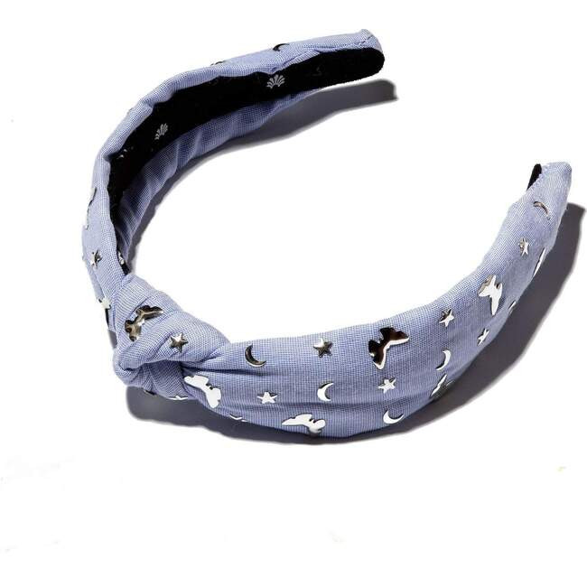 Lele Sadoughi Lucky Charm Slim knotted headband (Blue, One Size) Maisonette | Maisonette