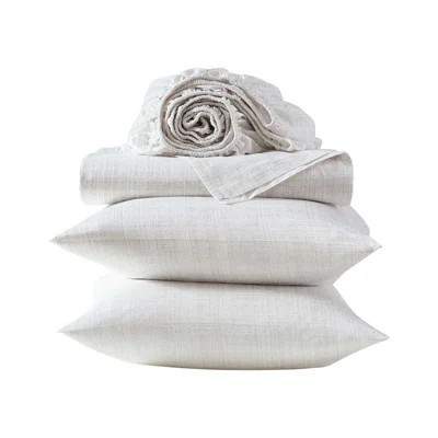 Vera Wang Erased Texture Cotton Beige Sheet Set | Wayfair North America