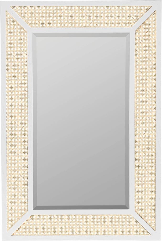 Dani Natural Cane and White Wood 24 1/4" x 36" Wall Mirror | Amazon (US)