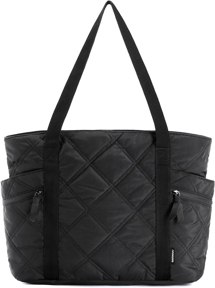 BAGSMART Tote Bag for Women, Puffer Tote Bag with Zipper, Travel Essentials Quilted Nurse Bag Car... | Amazon (US)