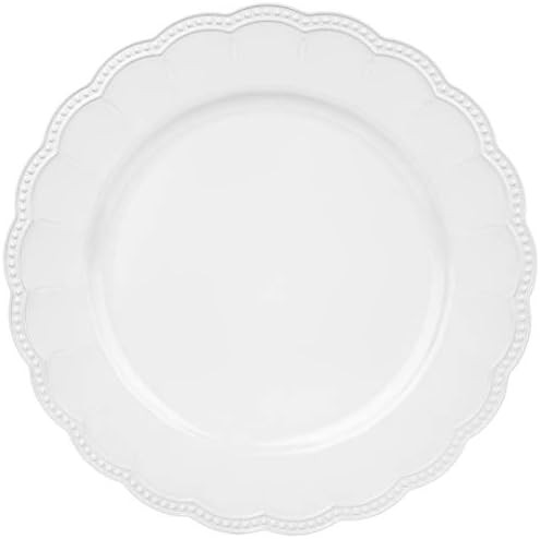 Koyal Wholesale 13" Matte White Beaded Scallop Charger Plates, Bulk Set of 4 Acrylic Plastic Char... | Amazon (US)