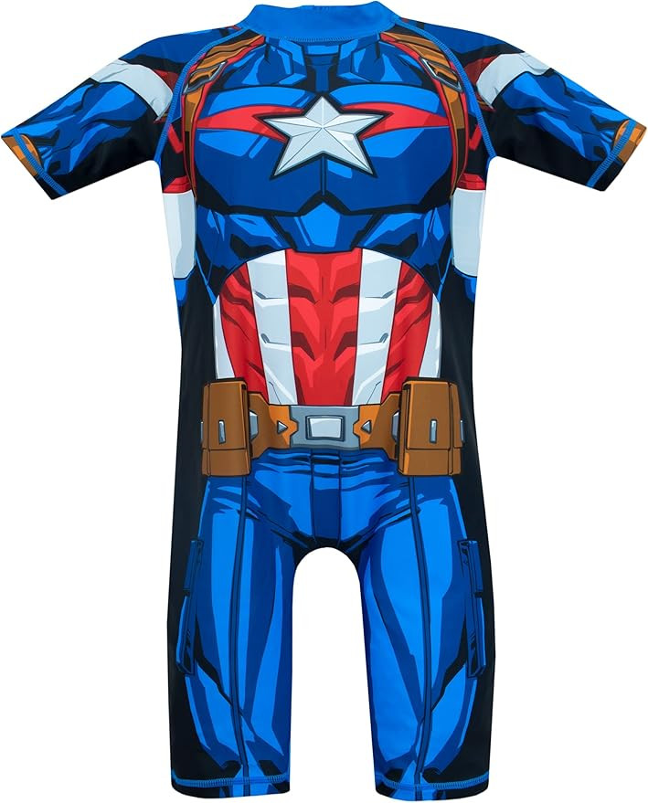 Marvel Boys Avengers Swimsuit Captain America Costume Rash Guard | Amazon (US)