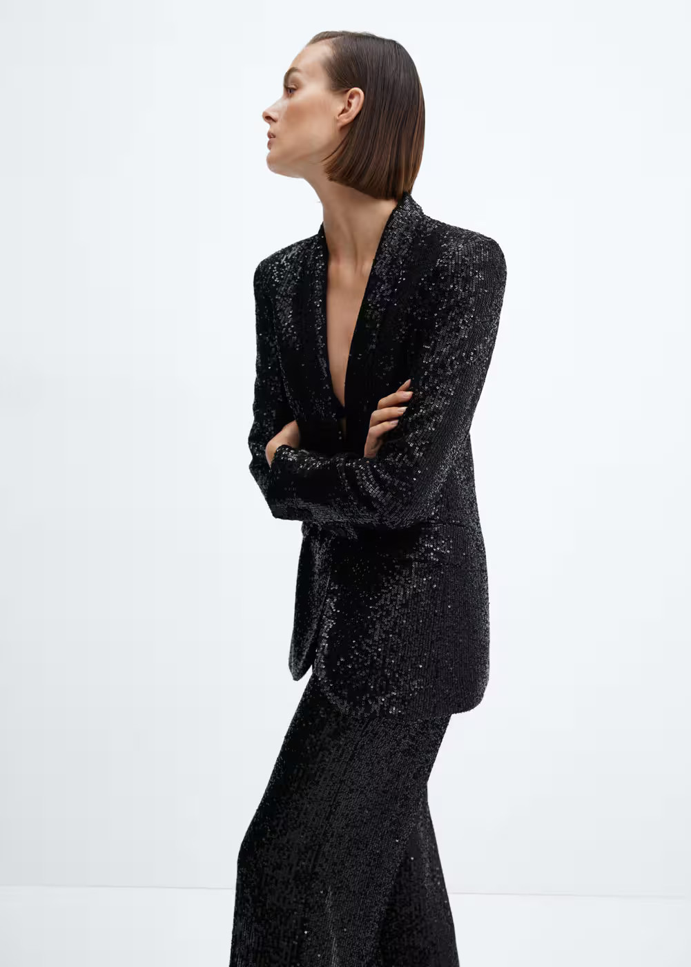 Sequined suit jacket -  Women | Mango United Kingdom | MANGO (UK)