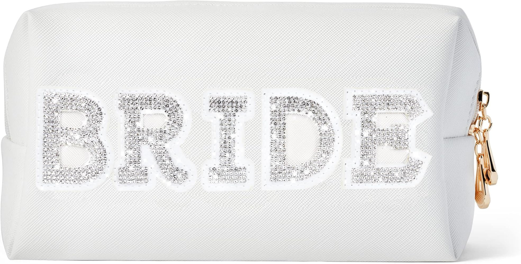 Bride Gifts Make Bag Preppy Patch Varsity Letter Cosmetic Toiletry Bag PU Leather Rhinestone Port... | Amazon (US)