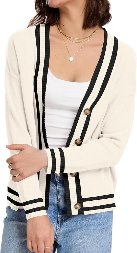 LOMON Women's Button Down Cardigan Sweaters Fall Long Sleeve Open Front Soft Cardigan Casual Loos... | Amazon (US)