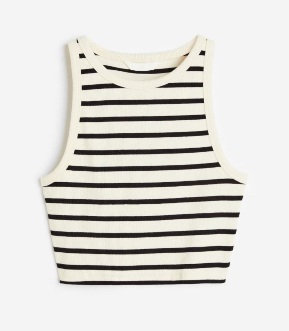 H&M. Tank top, striped, tank top, striped, crop top, crop top, women’s crop top, summer outfit, spring break, outfit, festival, outfit, workwear, work outfit. 

#LTKFestival #LTKSale #LTKFind