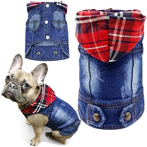 SILD Pet Clothes Dog Jeans Jacket Cool Blue Denim Coat Small Medium Dogs Lapel Vests Classic Hood... | Amazon (US)
