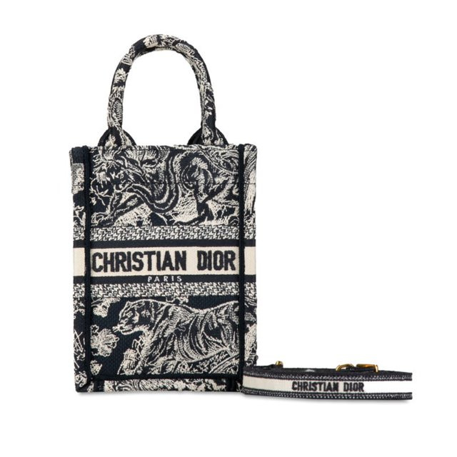 Pre-Owned Christian Dior Dior Reverse Toile de Jouy Embroidery Handbag Shoulder Bag Navy White Ja... | Walmart (US)