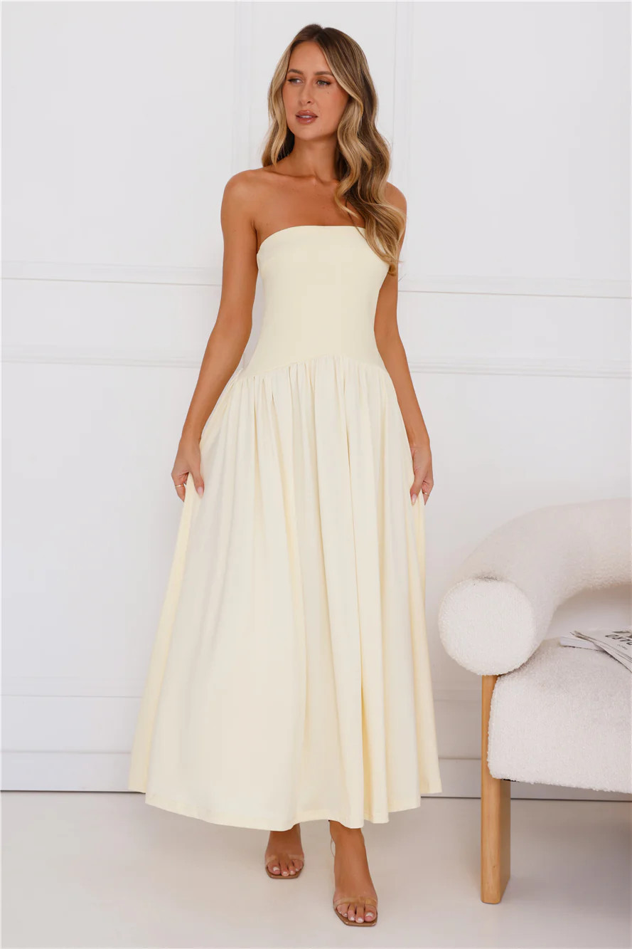 Palmetto Strapless Maxi Dress Yellow | Hello Molly (AU)