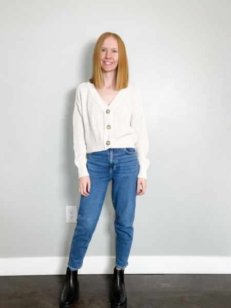 Wearing size XS in the cardigan and size 0 petite in the jeans. Everything is true to size. 

Women’s fashion, women’s style, mom jeans outfit, cropped cardigan outfit, Chelsea boots outfit, ootd, outfit inspo, outfit inspiration  

#LTKfit #LTKstyletip #LTKFind