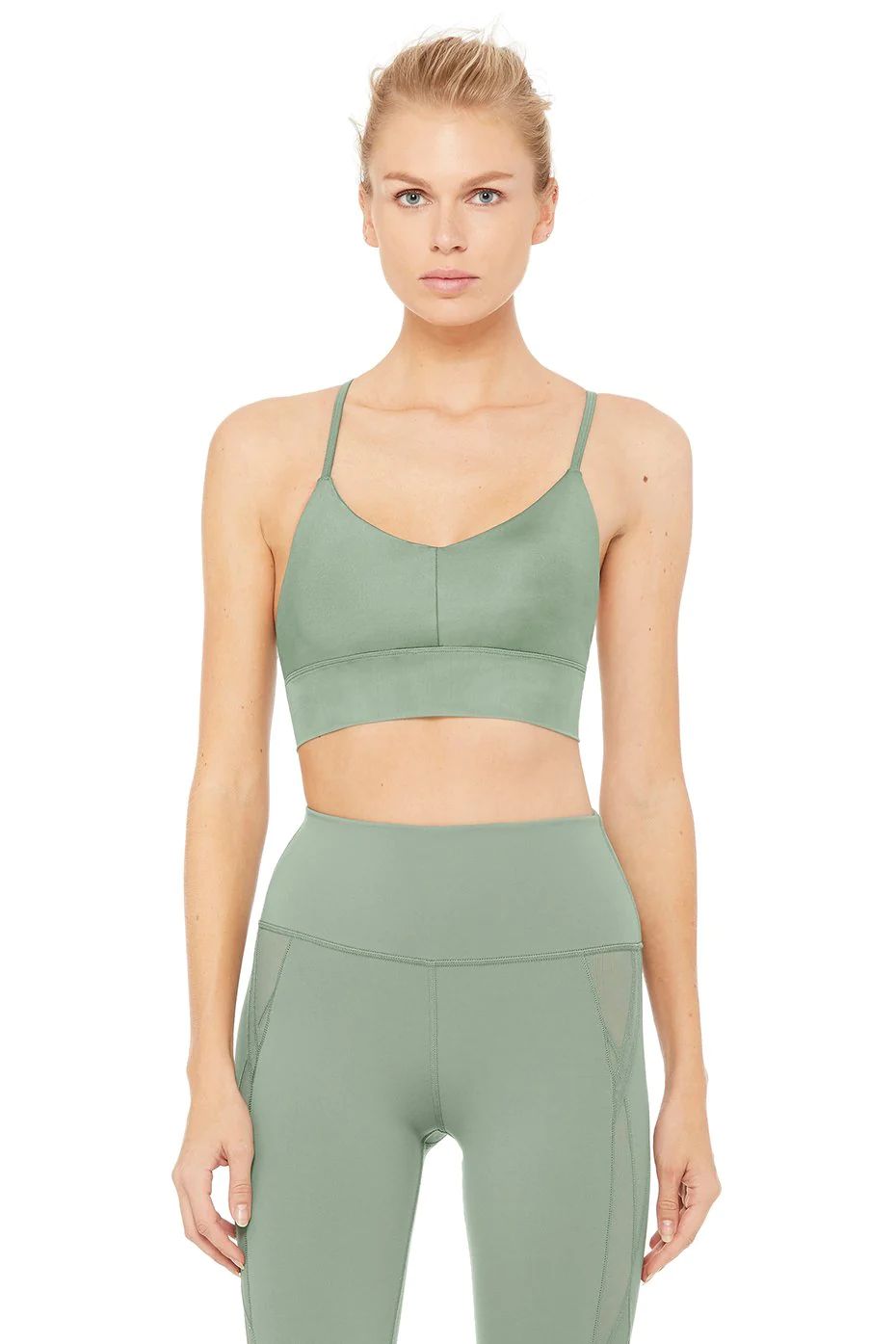 Alo YogaÂ® Women's Lavish Bra - Moss Glossy/Moss - Size - L - Glossy / Micro Mesh | Alo Yoga