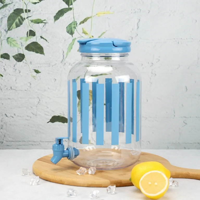 Mainstays Acrylic 1.2 Gallon Leak Proof Beverage Dispenser, Blue Stripe - Walmart.com | Walmart (US)