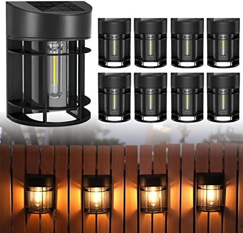 DOESLAG Solar Fence Lights Outdoor 8 Pack Deck Lights Solar Powered with Edison LED Bulbs, Waterp... | Amazon (US)