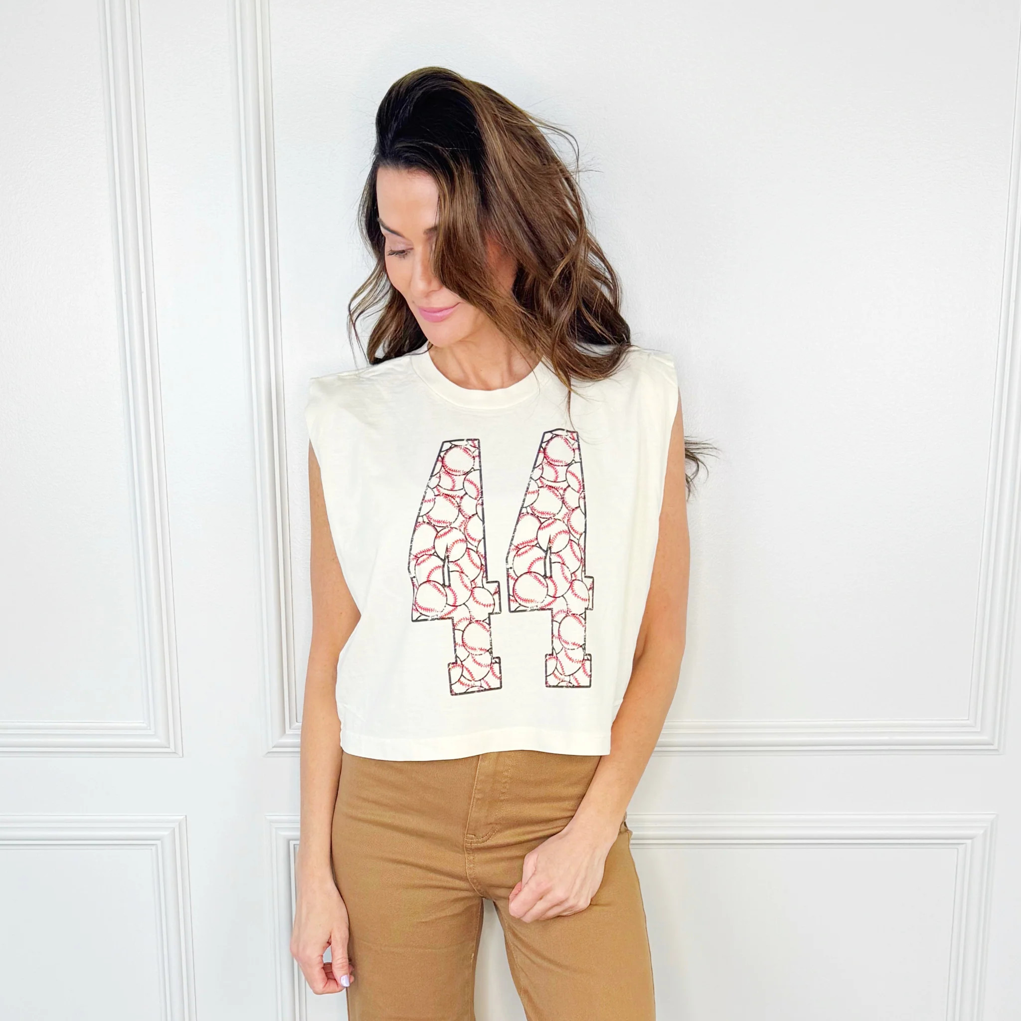 Custom Baseball Number Muscle Tee | Poppy & Pine