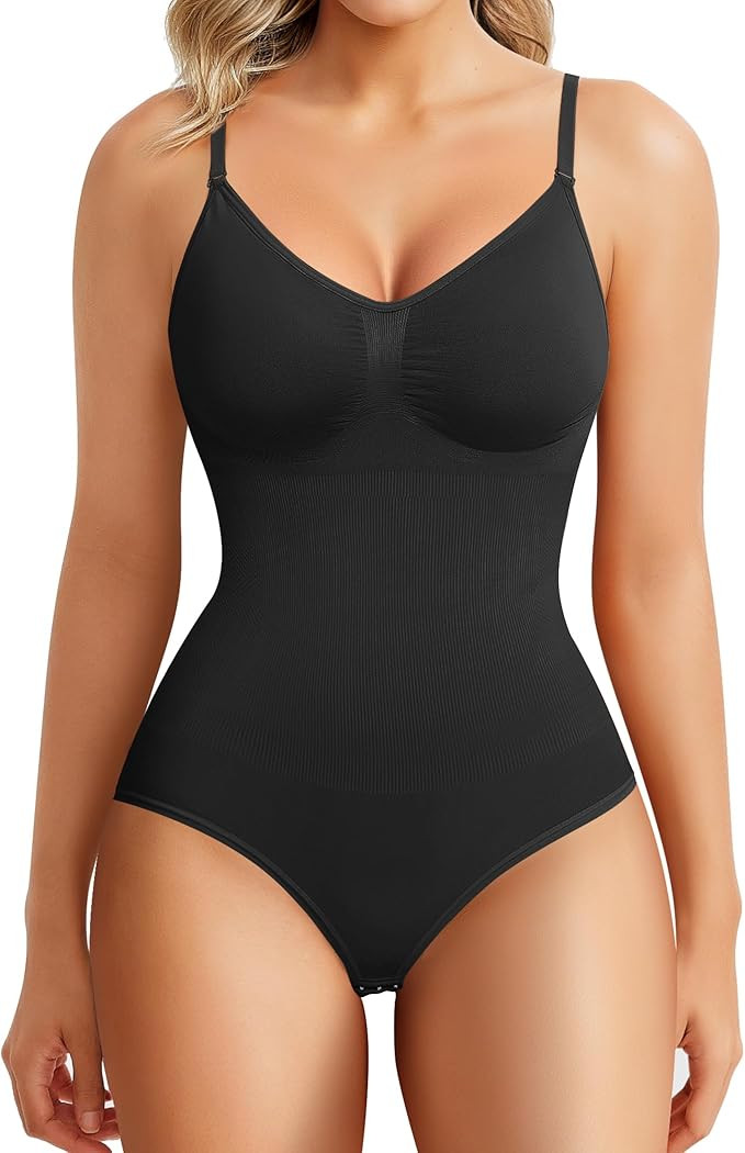 BRABIC Womens' Seamless Sleeveless V-Neck Bodysuit Shapewear Tummy Control | Amazon (US)