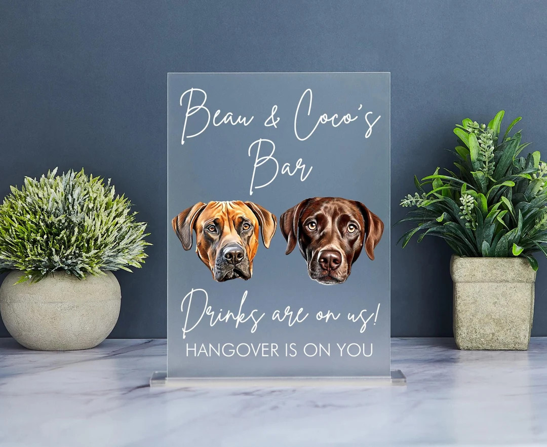 Wedding Open Bar Sign, Pet Bar Menu, Wedding Reception Bar Sign, the Drinks Are on Us Hangover is... | Etsy (US)