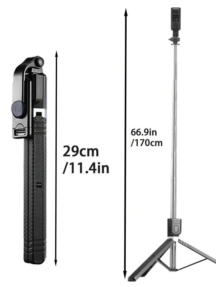 170 Cm Selfie Stick Tripod Retractable With Wireless Remote Control Portable Compatible With Apple And Android Phones Compatible With IPhone Android Phone Mobile Phone Suitable For Live Streaming, Vlog, Family Gatherings, Christmas Party Shooting, For Handheld Selfie, Outdoor Activities, Interviews | SHEIN