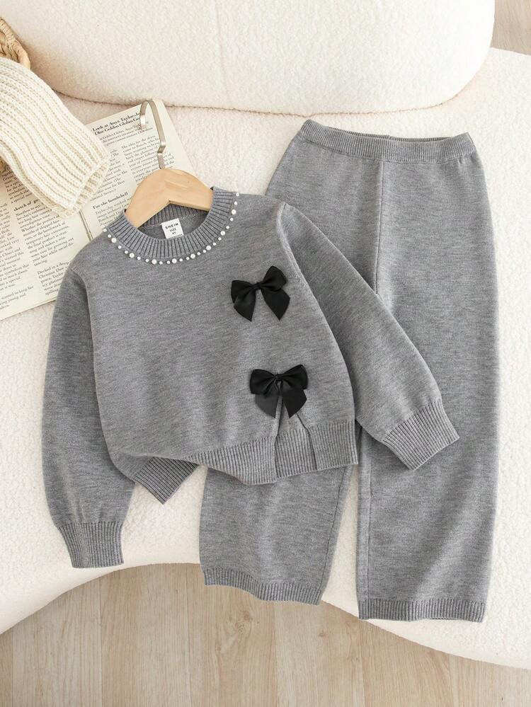 Girls' Round Neck Long Sleeve Top And Pants Set With 3D Bow And Beaded Decor, Elegant For Home And Outdoor Wear Girls Sweater Sets Kids Two Piece Set Winter Young Girls Sets Girls Comfy Set Girl Knit Set Kids Two Piece Set Girls Sweater Sets Kids Long Sleeve Sets Girls Knit Set Toddler Girls Cute Style Girls Sweater Sets Young Girl Warm Knit Set Girl Knit Set Girl Spring And Autumn Suit Little Girl Autumn Suit Kids Loungewear Winter Young Girls Sets Kids Two Piece Set Toddler Girl Outfit Two Piece Set For Girls Girls Pant Set Girls Spring And Autumn Suit Girls Autumn Winter Clothes Kids Skirt Set Girls Sweater Sets Kids Two Piece Set Winter Young Girls Sets Girls Ribbed Set Girl Knit Set Girls Sweater Sets Little Girl Two Piece Set Toddler Girls Cute Set Girl Knit Set Little Girls Pants Set Girls Comfy Set Winter Young Girls Sets Kids Loungewear Girls Comfy Set Girls Long Sleeve Set | SHEIN