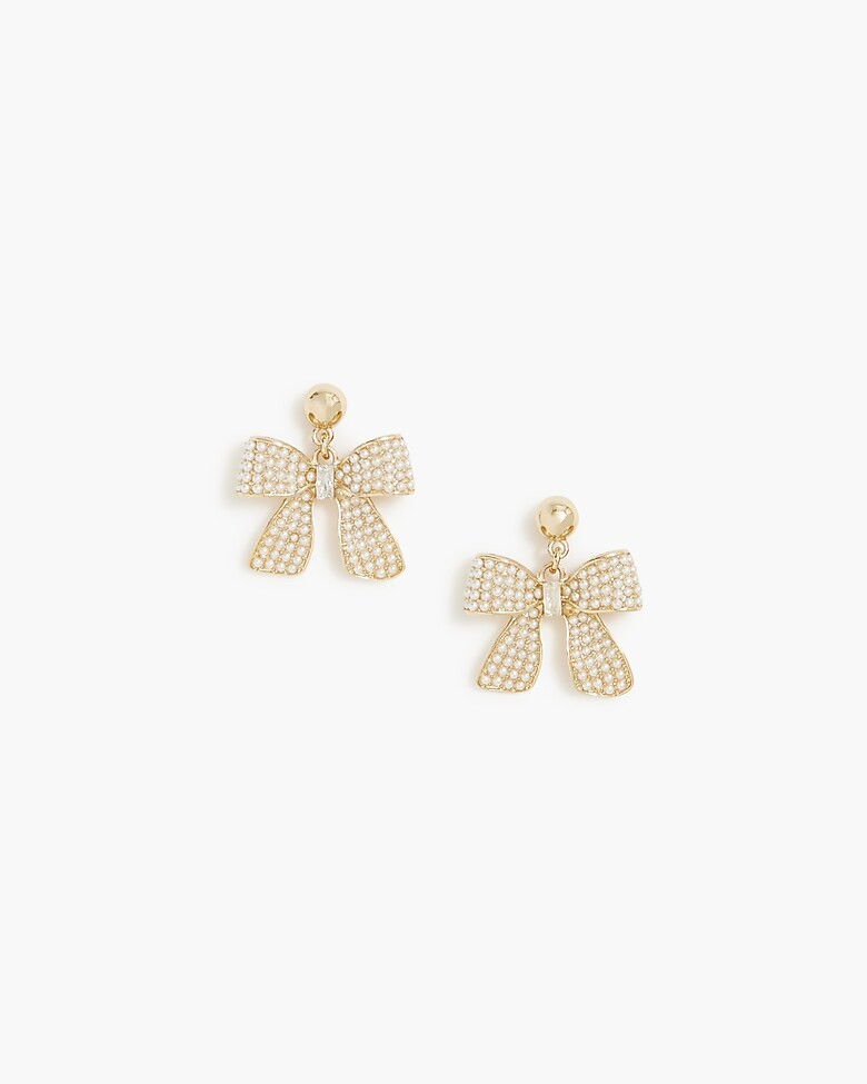 Pearl pavé bow earrings | J.Crew Factory