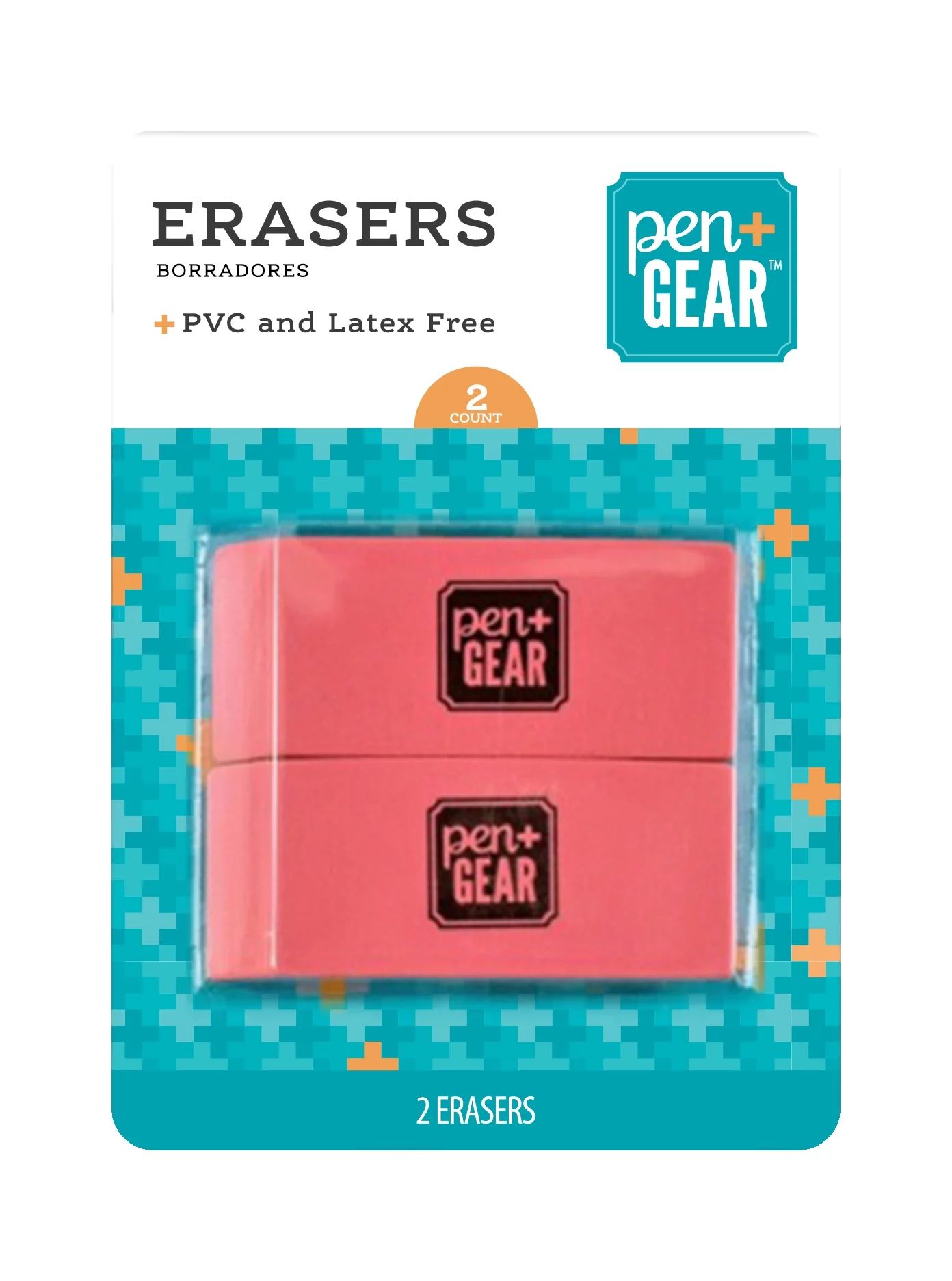 Pen+Gear Pink Eraser, 2 Count Packed in Blister Pack, Beveled Edges - Walmart.com | Walmart (US)