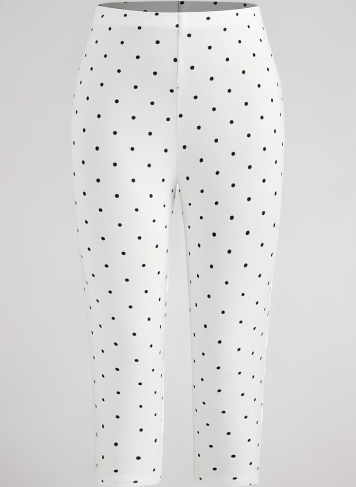 CIDER Leggings Polka Dot Stretch Capri Pants High Stretch Knit Fabric Slim Fit Mid Waist Casual B... | Amazon (UK)