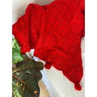Crochet Christmas Red Blanket/Sheet | Etsy (US)