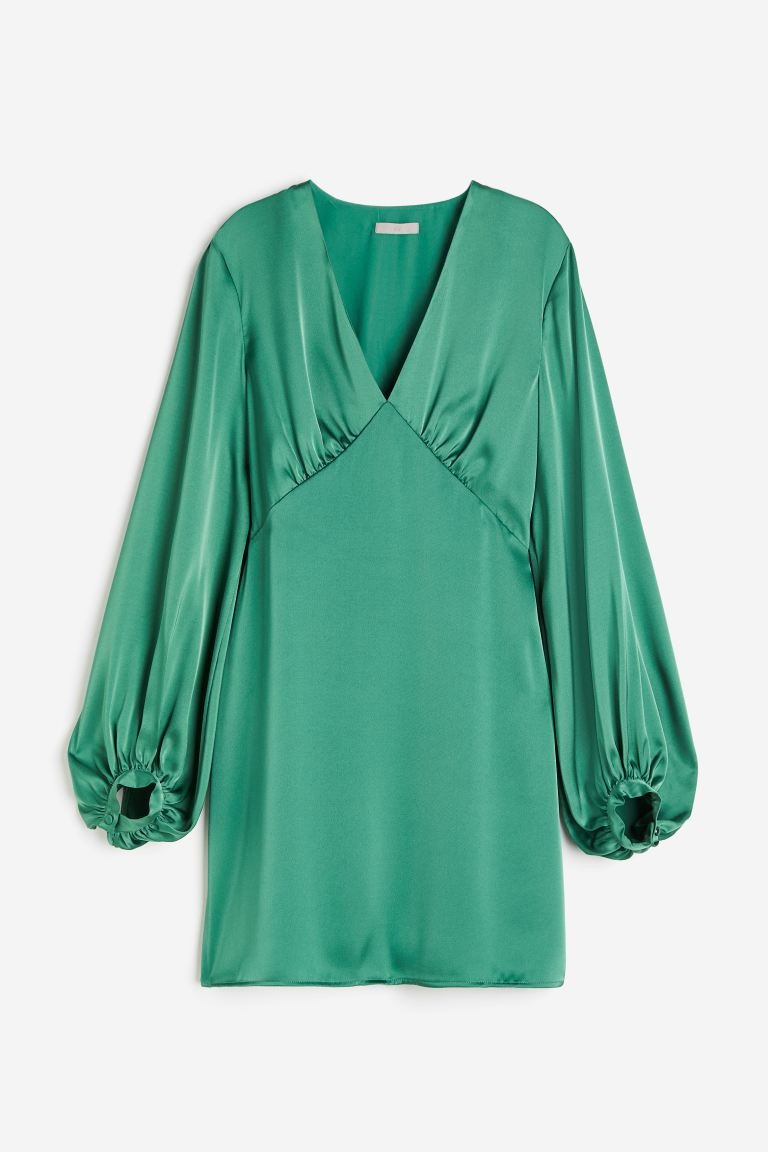 Balloon-sleeved Satin Dress | H&M (US + CA)