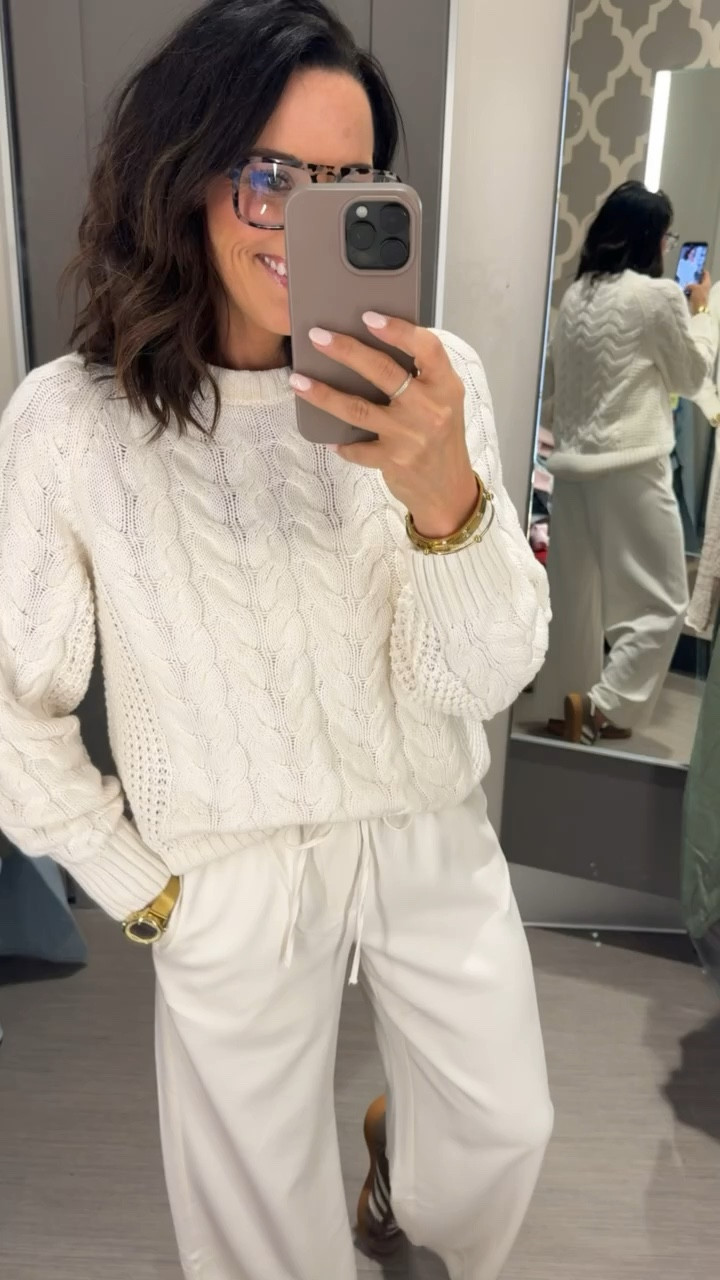 Y'all this white cableknit pullover sweater is so chic! Effortless, polished, and so easy to style. Perfect for colder weather and easy to layer. All white never fails, y'all!

@Target Target finds classy winter wear mom approved style target must haves everyday wear white pants elevated casual all white neutral style women’s fashion mom approved VintagePickin 

#LTKdayinmylife #LTKootd #LTKPetite