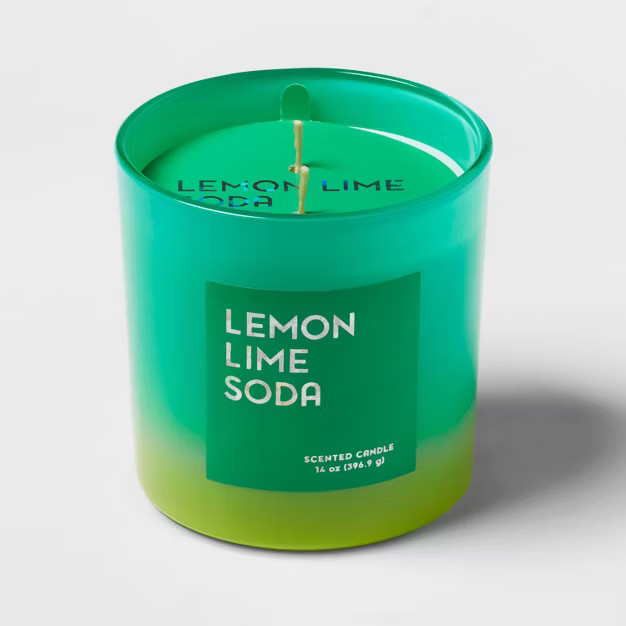 12oz Ombre Oval Candle Lemon Lime Soda Teal - Opalhouse™ | Target