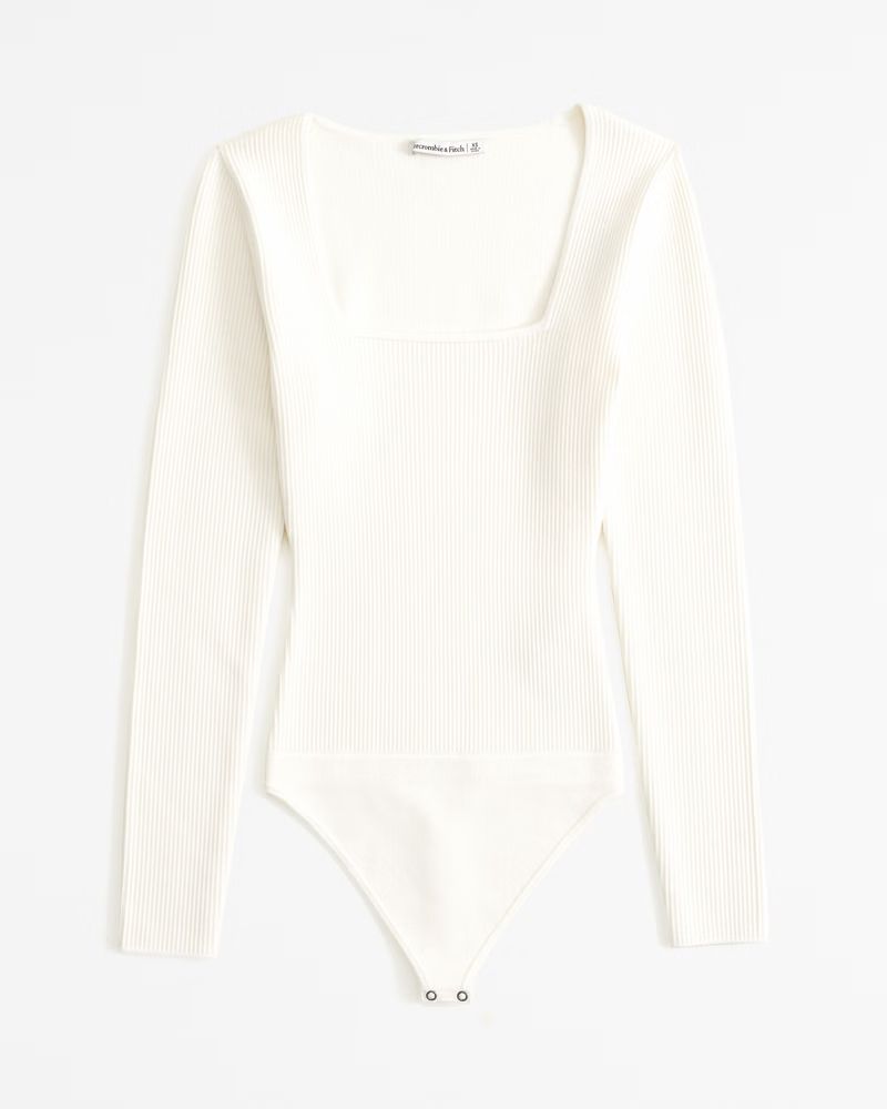 Long-Sleeve Ottoman Squareneck Bodysuit | Abercrombie & Fitch (US)