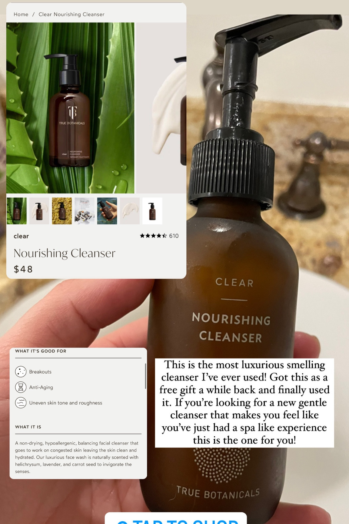 This is the most luxurious smelling facial cleanser I’ve ever used! True botanicals gentle nourishing cleanser  If you’re looking for a new gentle cleanser that makes you feel like you’ve had a spa like experience this is the one for you! 

#LTKbeauty #LTKFind #LTKunder50