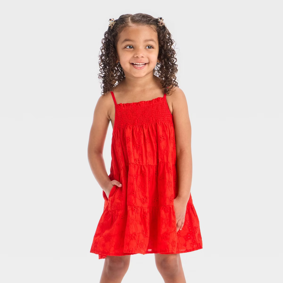 Toddler Girls' Americana Eyelet Tank Dress - Cat & Jack™ Medium Red 4T | Target