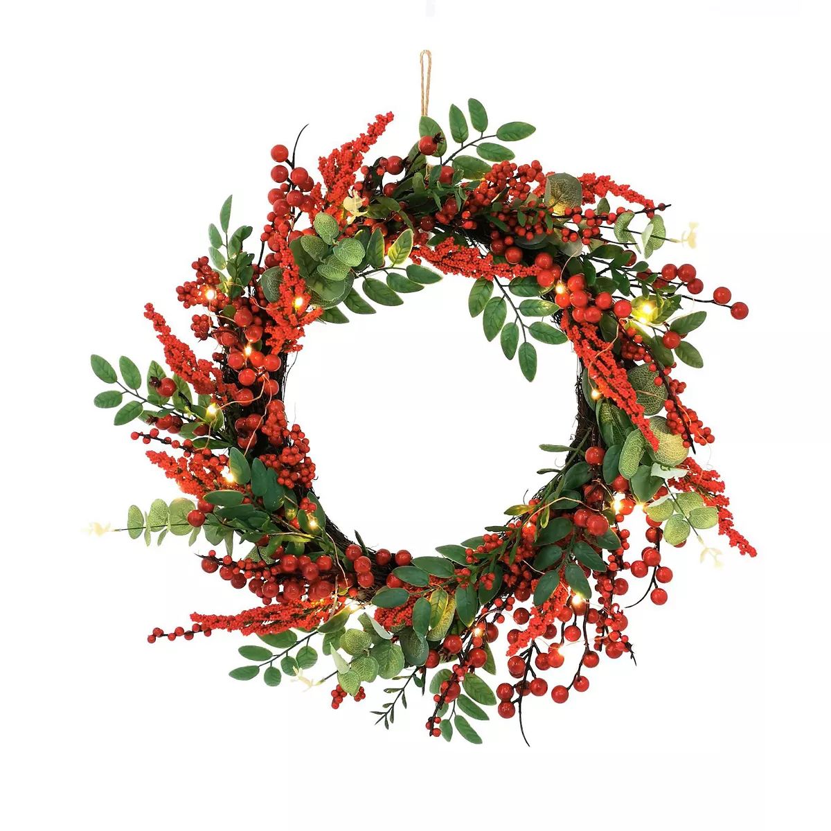 St. Nicholas Square® Artificial Red Berries Wreath with LED | Kohl's