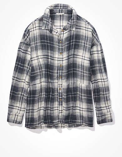 AE Plaid Flannel Babydoll Button Up Shirt | American Eagle Outfitters (US & CA)