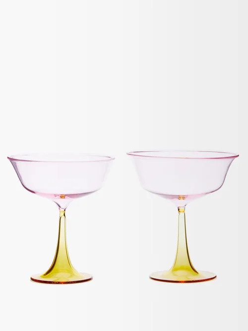 Campbell-rey - X Laguna B Set Of Two Cosimo Coupe Glasses - Pink Multi | Matches (US)