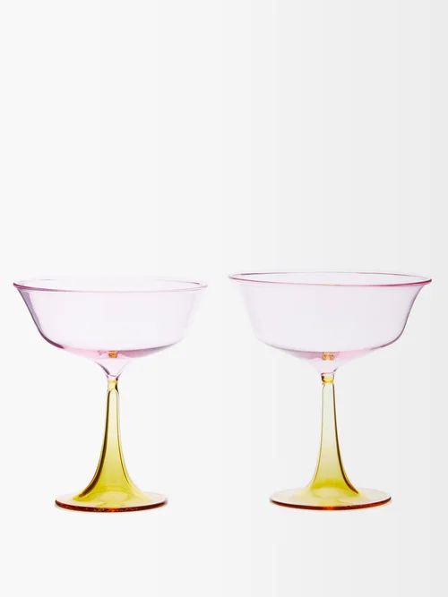 Campbell-rey - X Laguna B Set Of Two Cosimo Coupe Glasses - Pink Multi | Matches (US)