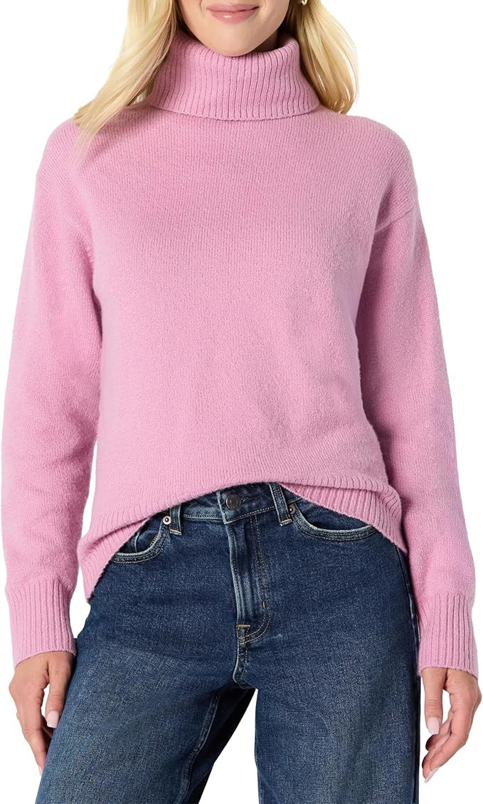 Amazon Essentials (Demi's Pick) Women's Relaxed-Fit Cotton Blend Turtleneck Pullover Sweater | Amazon (US)