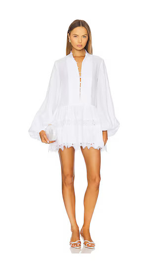 Bardot Antonia Lace Trim Mini Dress in White. - size 4 | Revolve Clothing (Global)