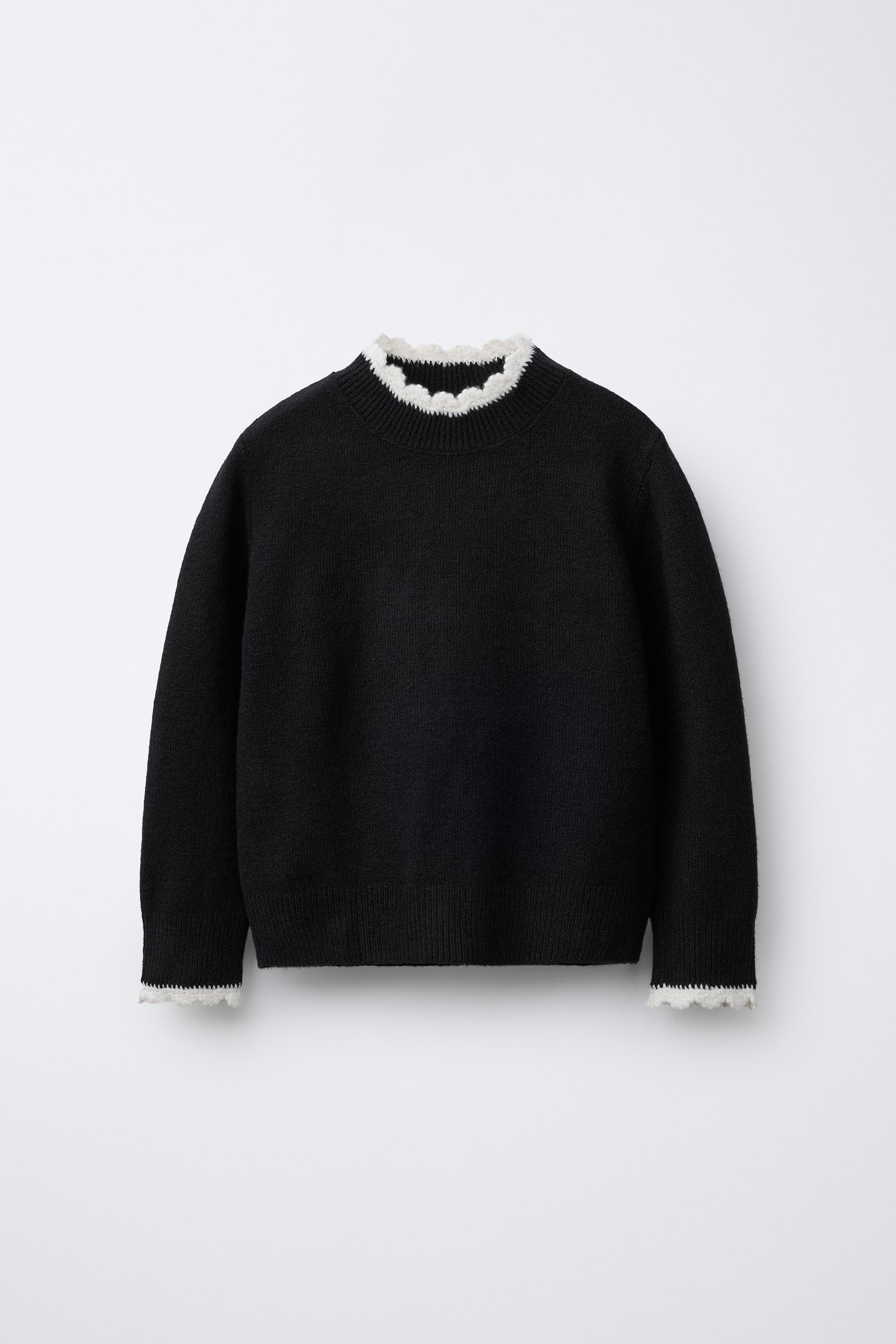 CROCHET TRIM KNIT SWEATER | Zara US