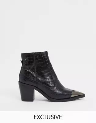 ASRA Exclusive Harmony western boots with hardwear in mock croc leather | ASOS (Global)