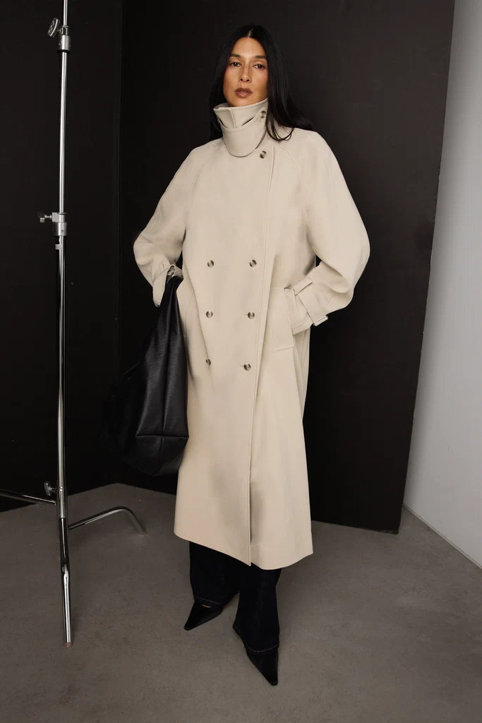 OVERSIZED TRENCH COAT WITH FUNNEL NECK | OAK + FORT