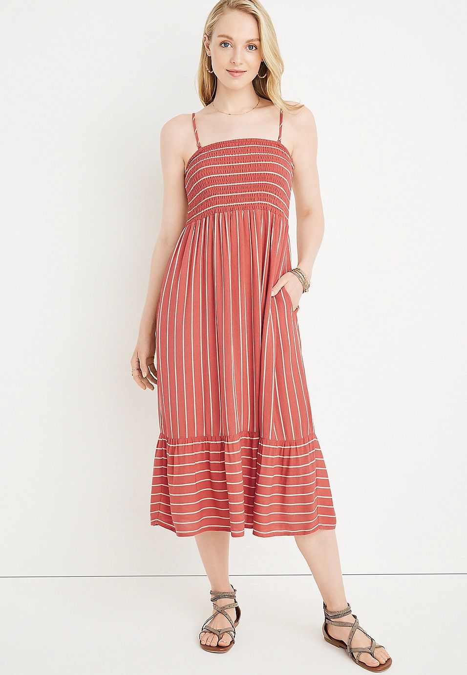 Striped Convertible Midi Dress | Maurices