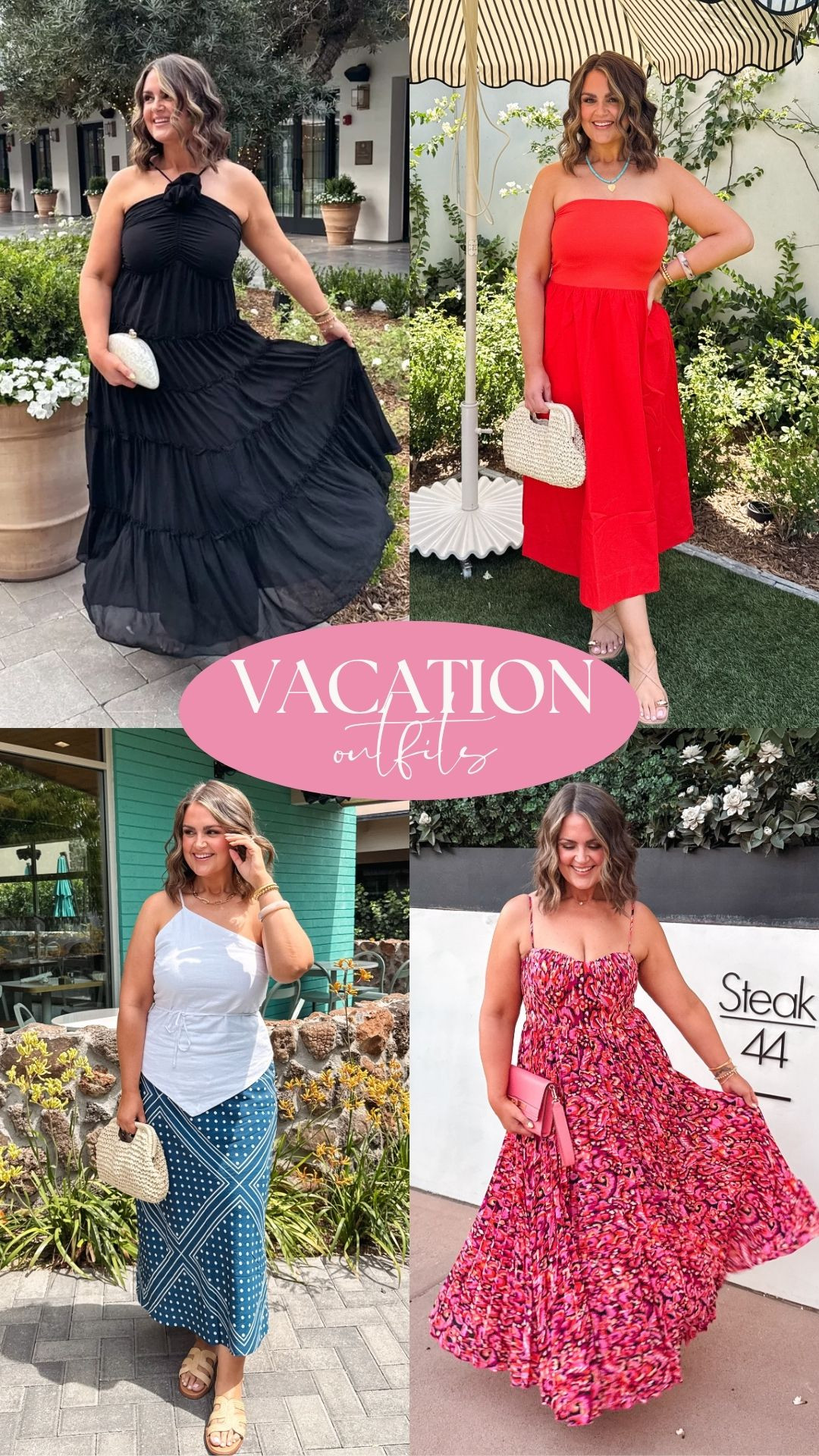 Vacation Outfits I wore this week in Scottsdale!! Black and floral dress are from Petal + Pup (code ITSCOURTNEY20), Coral dress is from Aritzia, and blue maxi skirt outfit is from Abercrombie

summer fashion, vacation outfit, maxi dress, wedding guest dresses, wedding guest, sale alert, watchnow, travel outfit, mid size fashion, courtney hamilton 

 #LTKSeasonal #LTKFindsUnder100 #LTKStyleTip