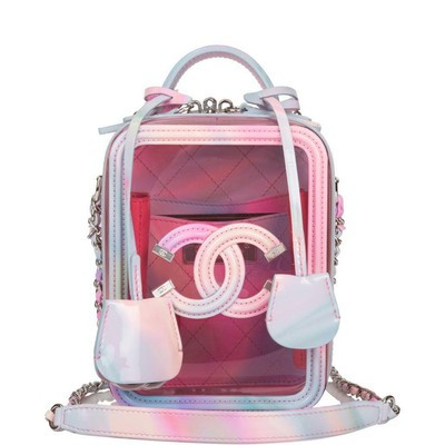 Chanel Pink PVC Vertical Small Filigree Vanity Case Bag Silver Hardware | eBay US
