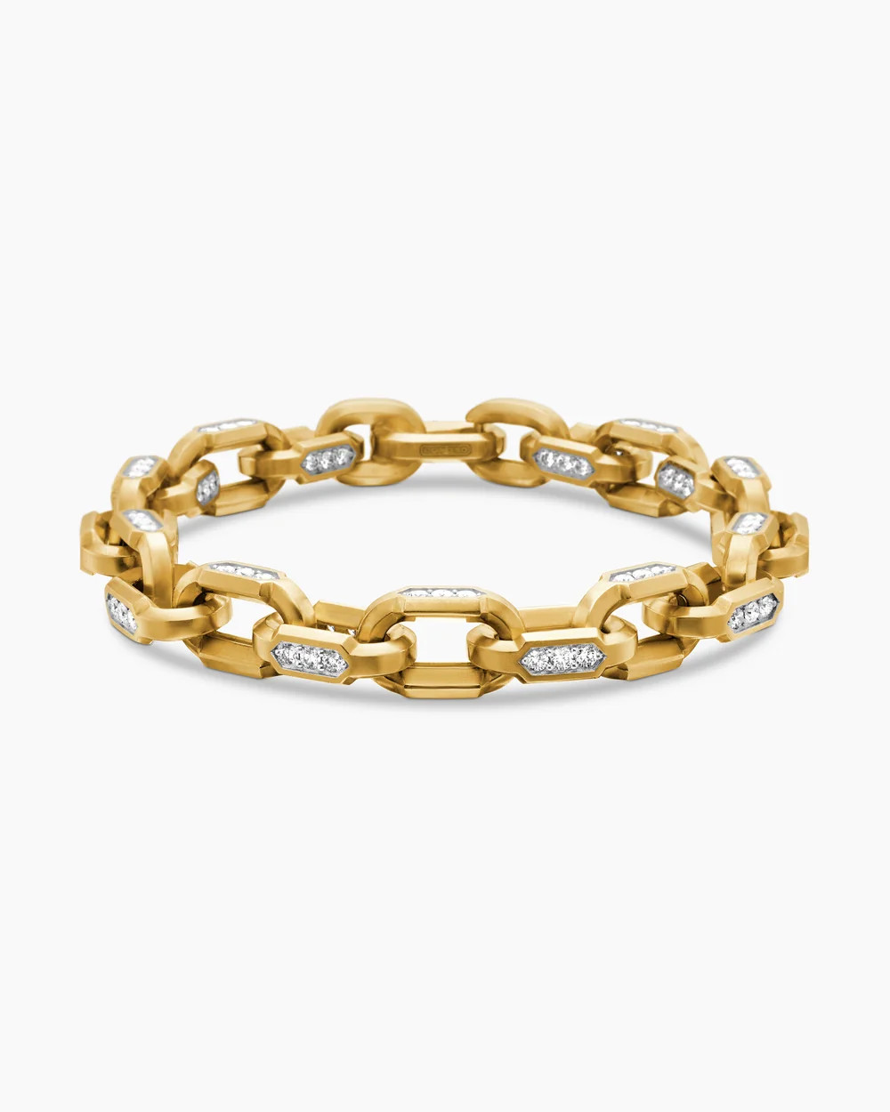 David Yurman | Faceted Chain Bracelet in 18K Yellow Gold with Diamonds, 9.5mm | David Yurman