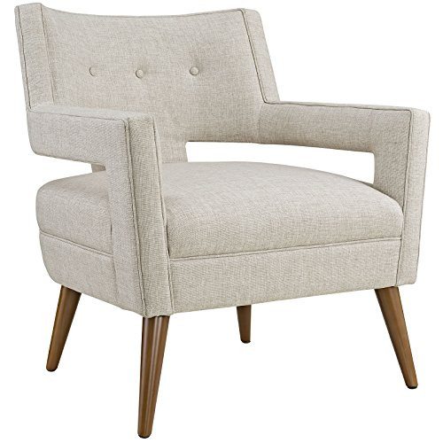 Modway Sheer Upholstered Fabric Mid-Century Modern Accent Lounge Arm Chair in Sand | Amazon (US)